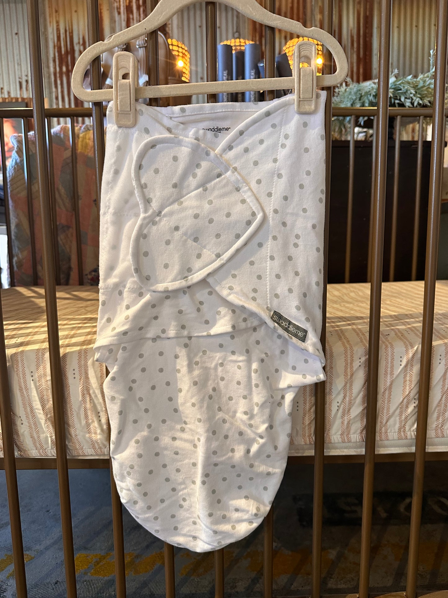 Swaddleme White & Gray Polka Dot Swaddle