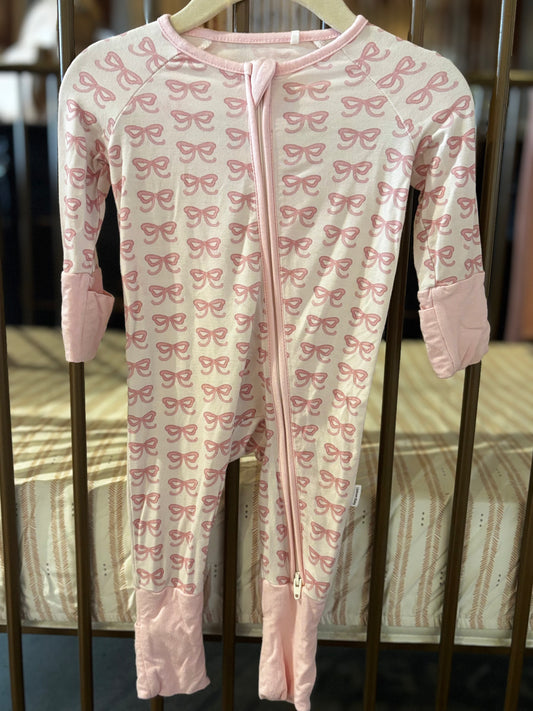 The Uptown Baby Pink Bow Sleeper