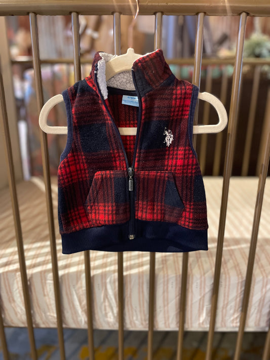 U.S. Polo Fleece Plaid Vest