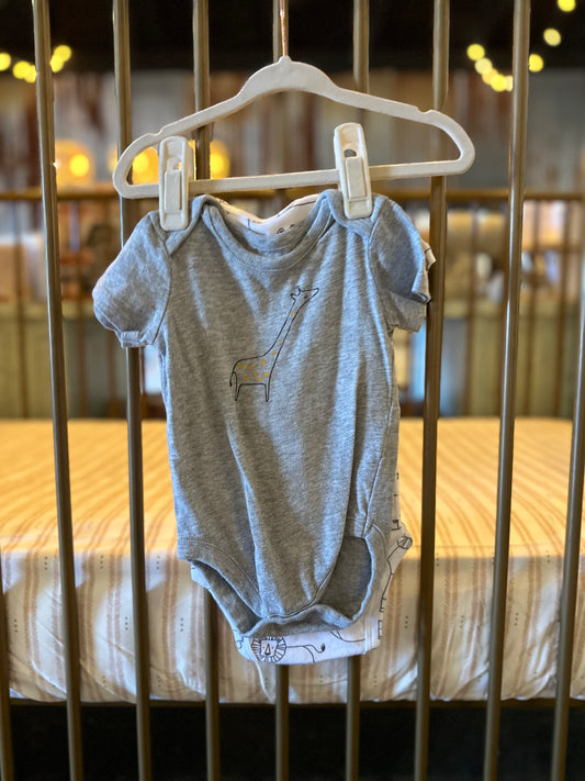 White & Gray Zoo Animals 2-piece Onesies