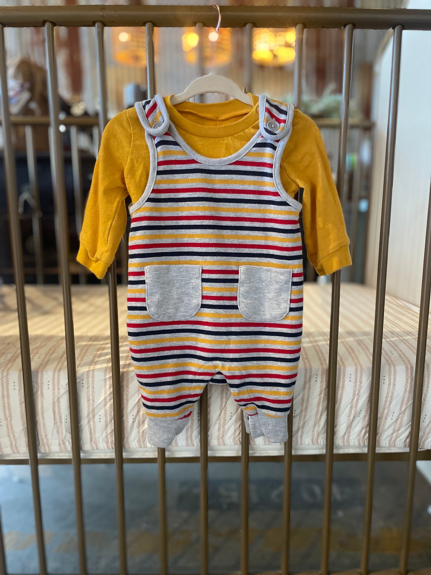 Wonder Nation Long Sleeve Shirt And Overalls Set