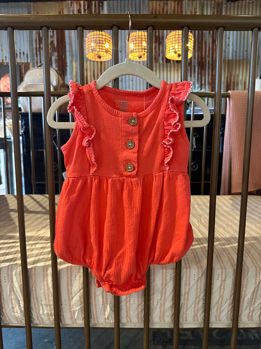 Wonder Nation Salmon Ruffle Bubble Onesie