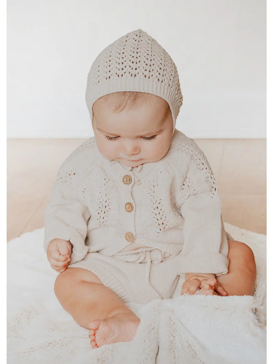 Knitted Baby Bonnet Cream