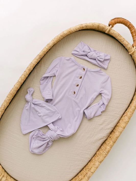 Lavender Knotted Gown Set