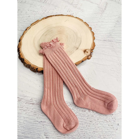 Dusty Rose Ruffle Socks