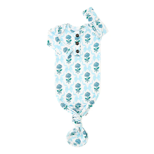 Gigi & Max Bamboo Blue Floral Knotted Gown