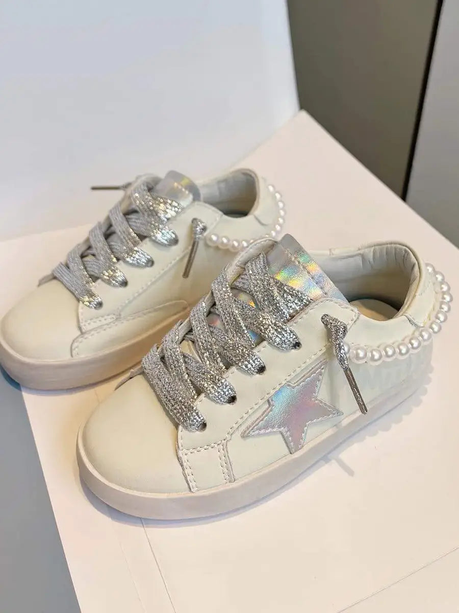 Pearls and Silver Star Sneakers