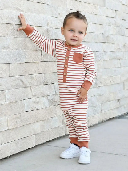 Long Sleeve Wood Button Romper