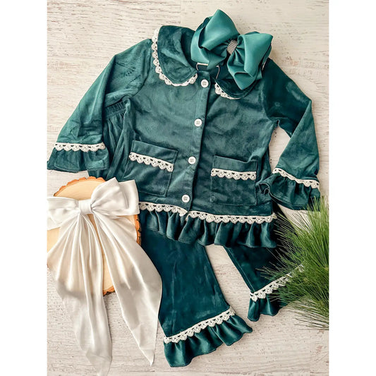 Green Velvet PJ Set