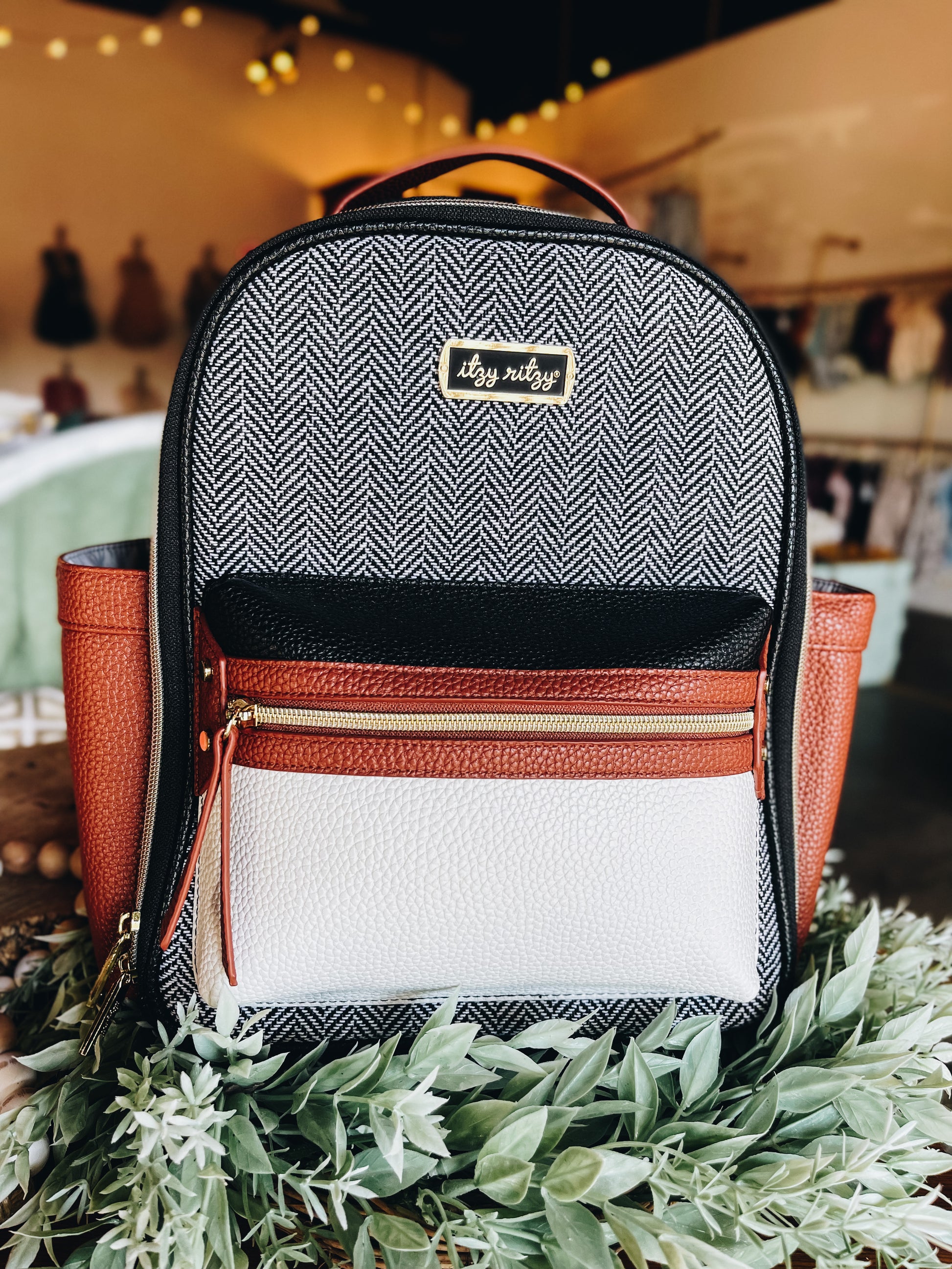 itzy ritzy mini backpack coffee and cream Itzy Ritzy Coffee & Cream Mini Diaper Bag